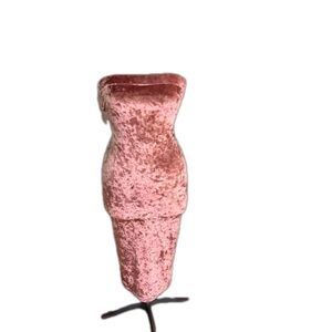 Coco & Yves strapless dress pink crushed velvet medium